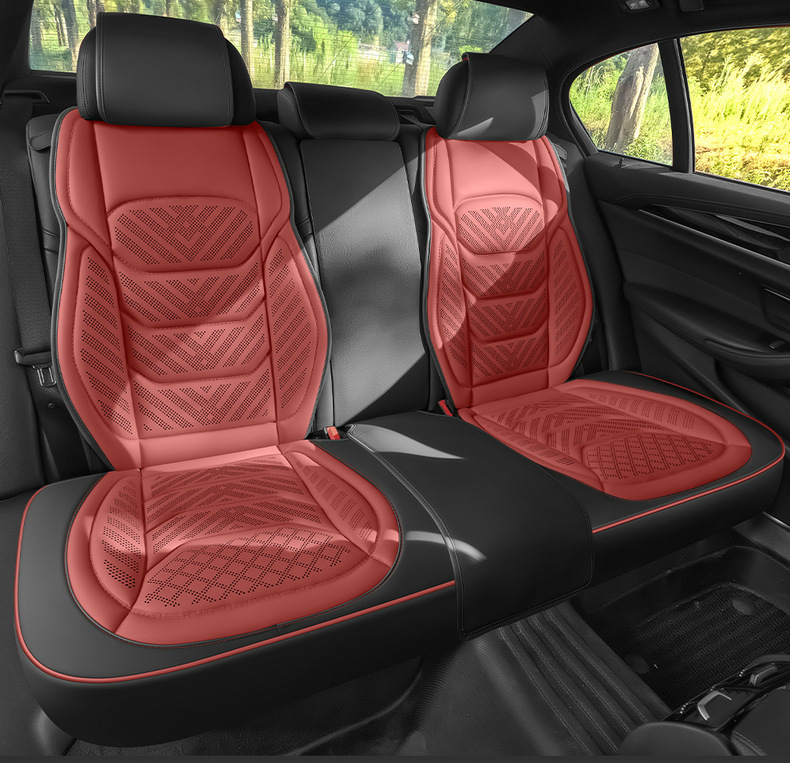 Car seat cushion made of perforated Nappa leather, breathable, suitable for all seasons, semi-enclosed, does not affect seat ventilation, specialized for small cars