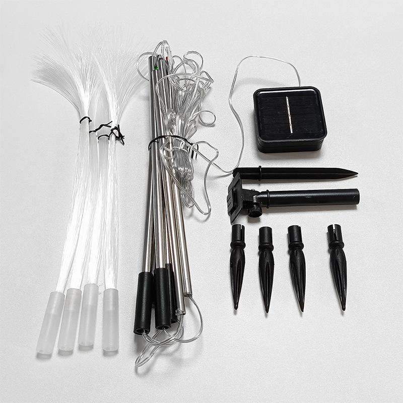 亞馬遜新款太陽能光纖LED水母插地?zé)魬敉馔ピ好獠季€草坪裝飾燈