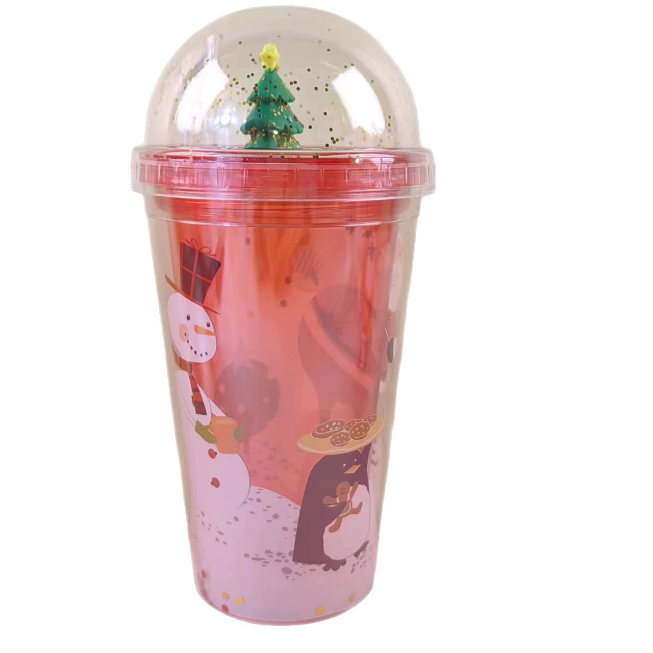 Creative double-layer plastic straw for elementary school students, cartoon glass, wholesale