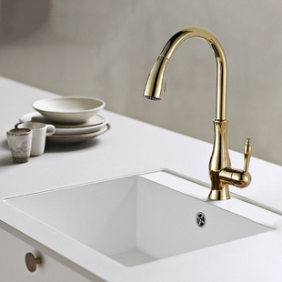 French retro drawing faucet all copper European classical faucet kitchen sink dish basin creative hot and cold water head