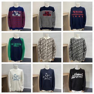 Correct Version Autumn and Winter Letter Logo Embroidered Round Neck Jacquard Sweater Casual Loose Wool Sweater for Men and Women Cross-Border