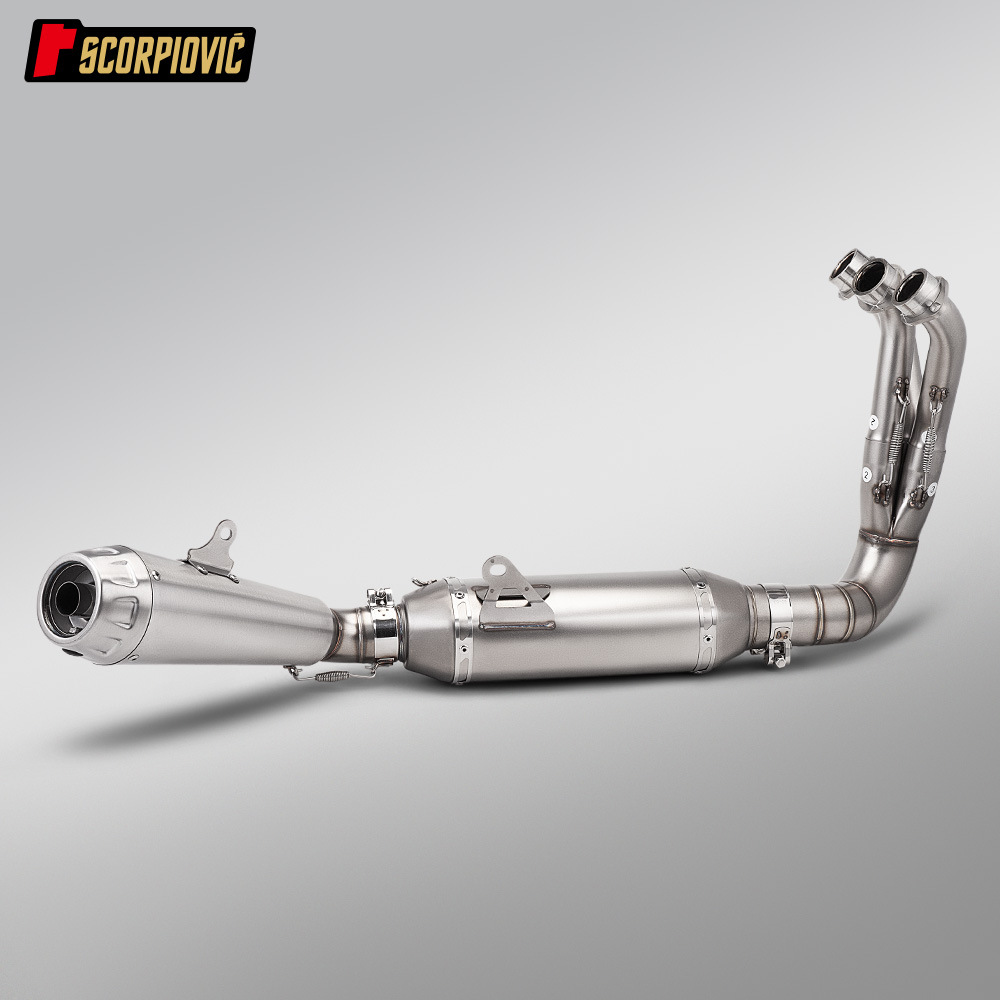 Motorcycle modification suitable for MT09 XSR900 bottom outlet back pressure drum front section exhaust pipe and tail section silencer