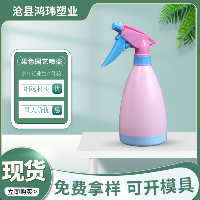 厂家供应500ml果色浇花喷壶 手压式喷水壶 塑料酒精喷雾瓶
