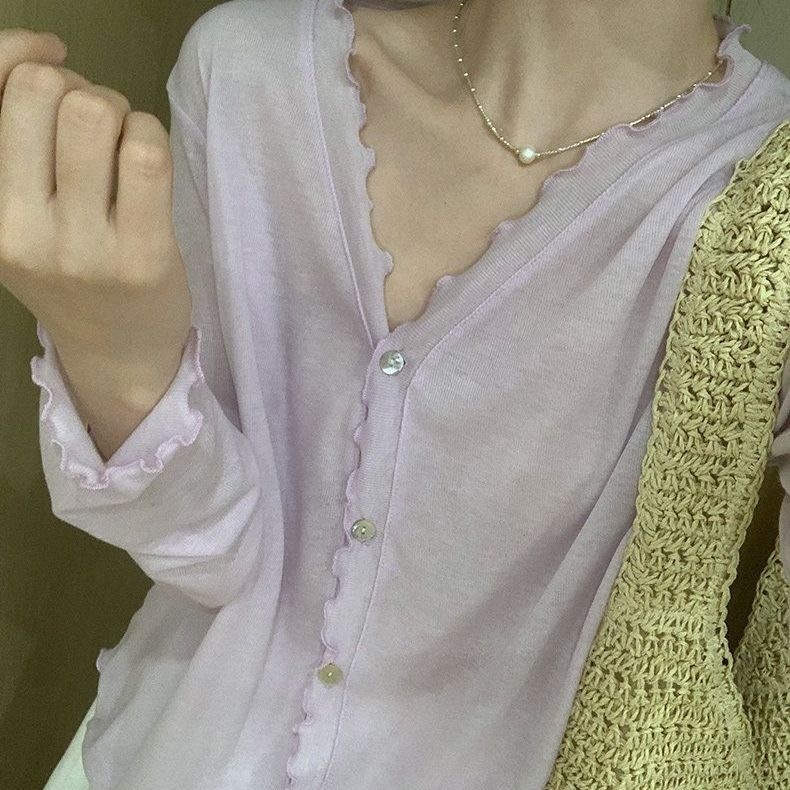 Soft knitted cardigan for women, summer thin style, sun protection, loose and breathable, suitable for air conditioning, white.
