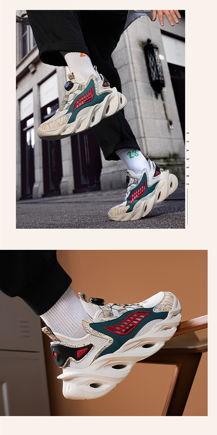 Men's Customized Rotating Buckle Summer Mesh Running Shoes_voghion.com