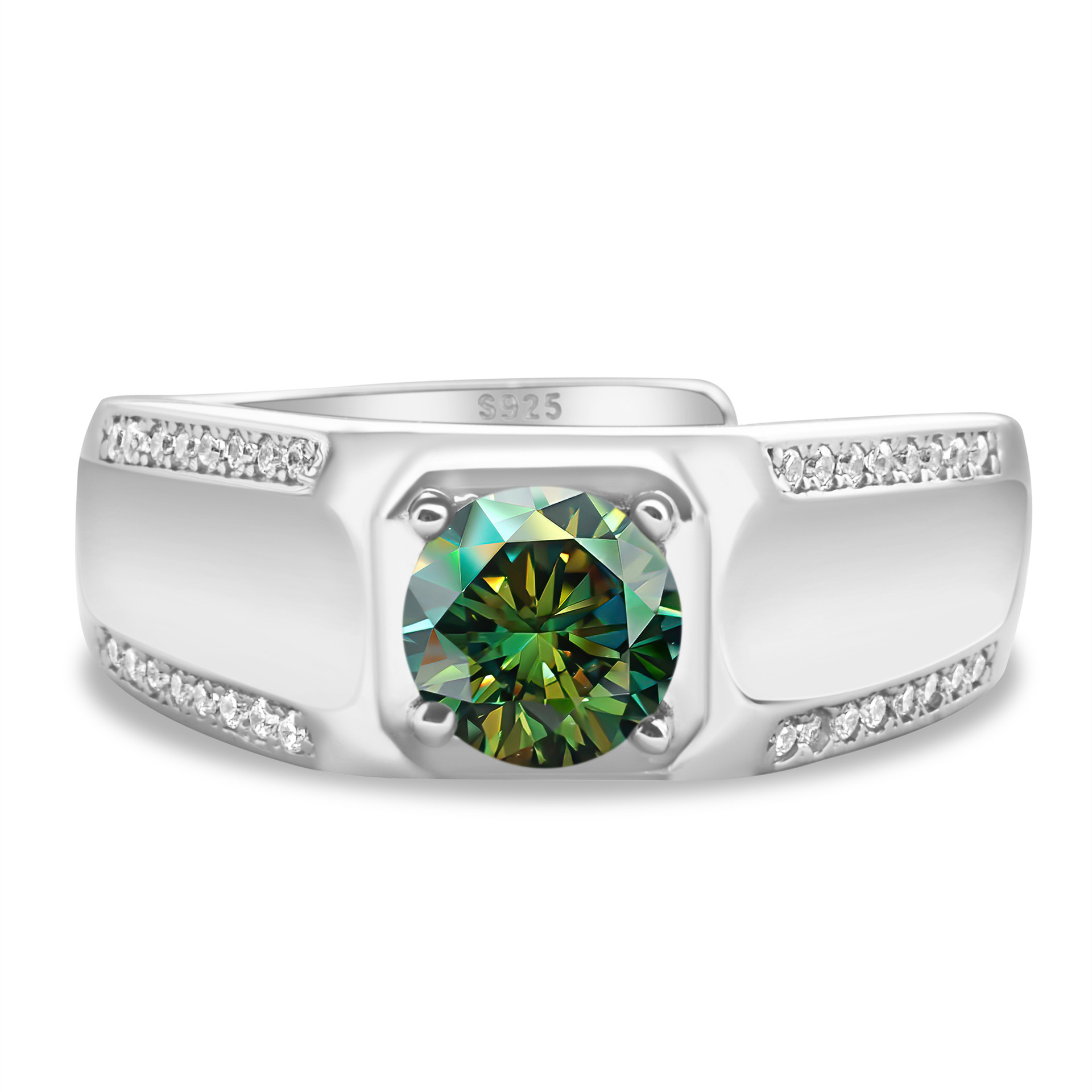 925 plata esterlina gran anillo de hombre de piedra moissan anillo masculino chapado pt950 oro atmósfera para enviar al por mayor fábrica de novio spot