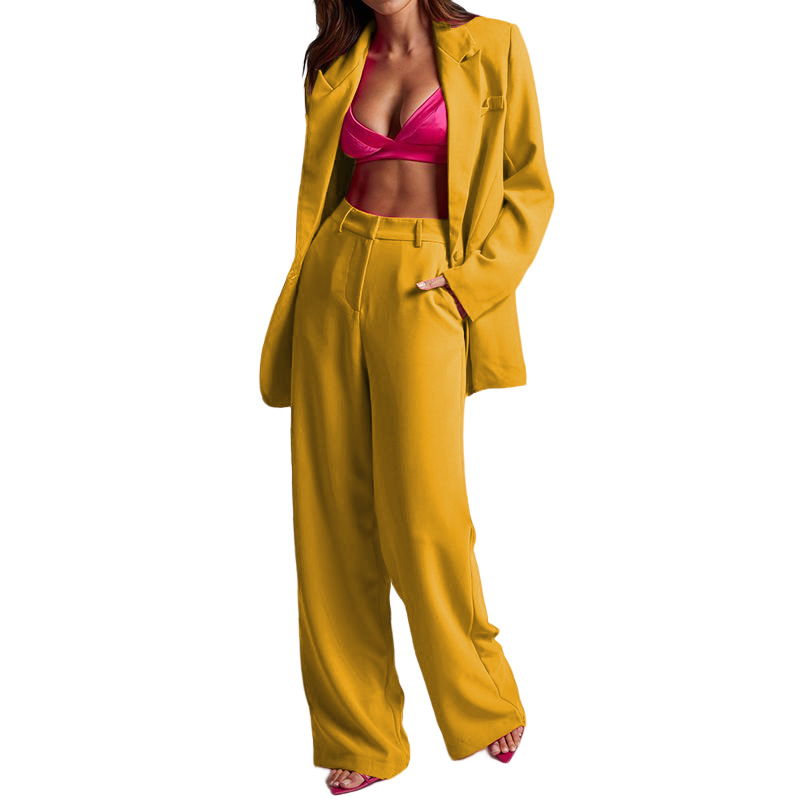 Women's Clothing 2024 Spring New Women's Fashion Temperament Lapel Long Sleeve High Waist Trousers Two piece Set_voghion.com