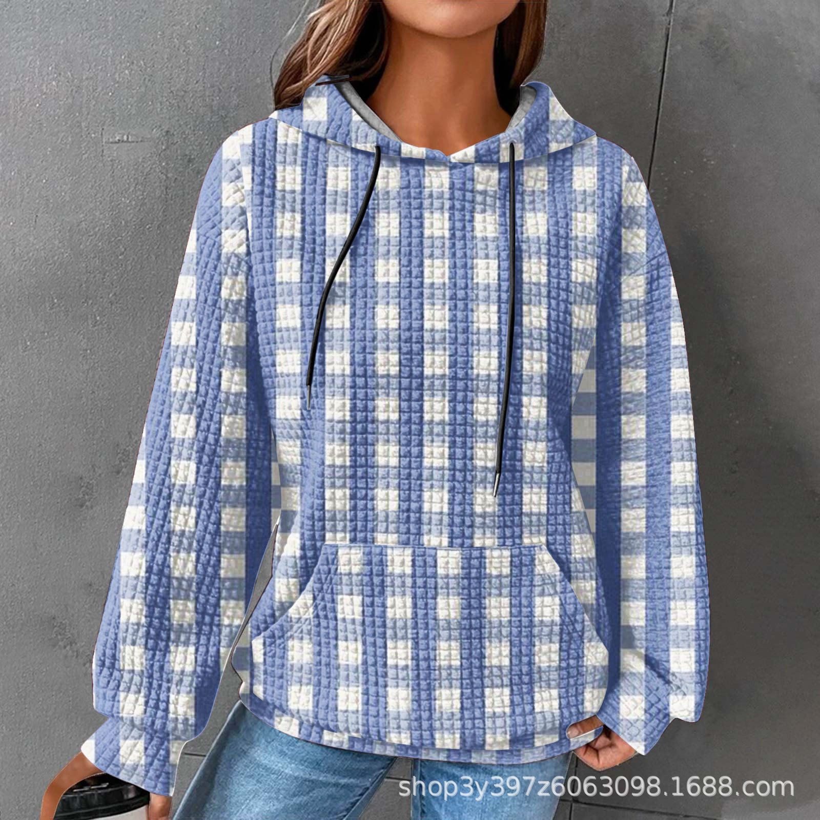 Comercio exterior transfronterizo 2023 estación independiente nuevo rugby impreso superior de las mujeres suéter con capucha waffle suéter