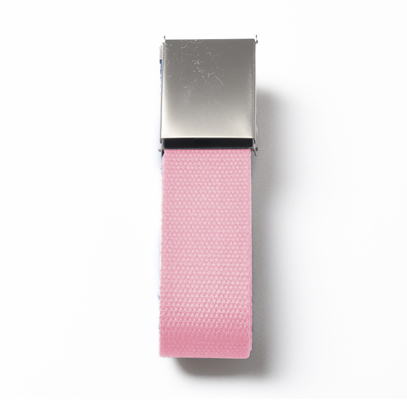 Cinturón lona de algodón tejido de poliéster directo de fábrica cinturón de hebilla Lisa esmerilado cinturón de color caramelo opcional multicolor