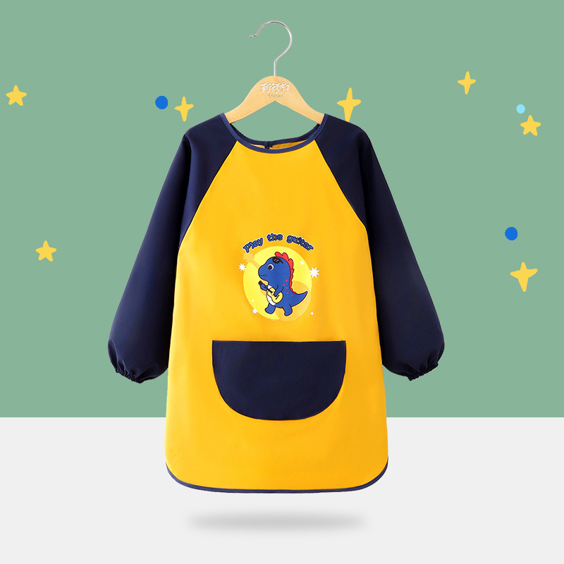 子供用防水絵画服幼稚園プリントスモックスタジオプリント防水逆着用エプロン男の子と女の子用|undefined