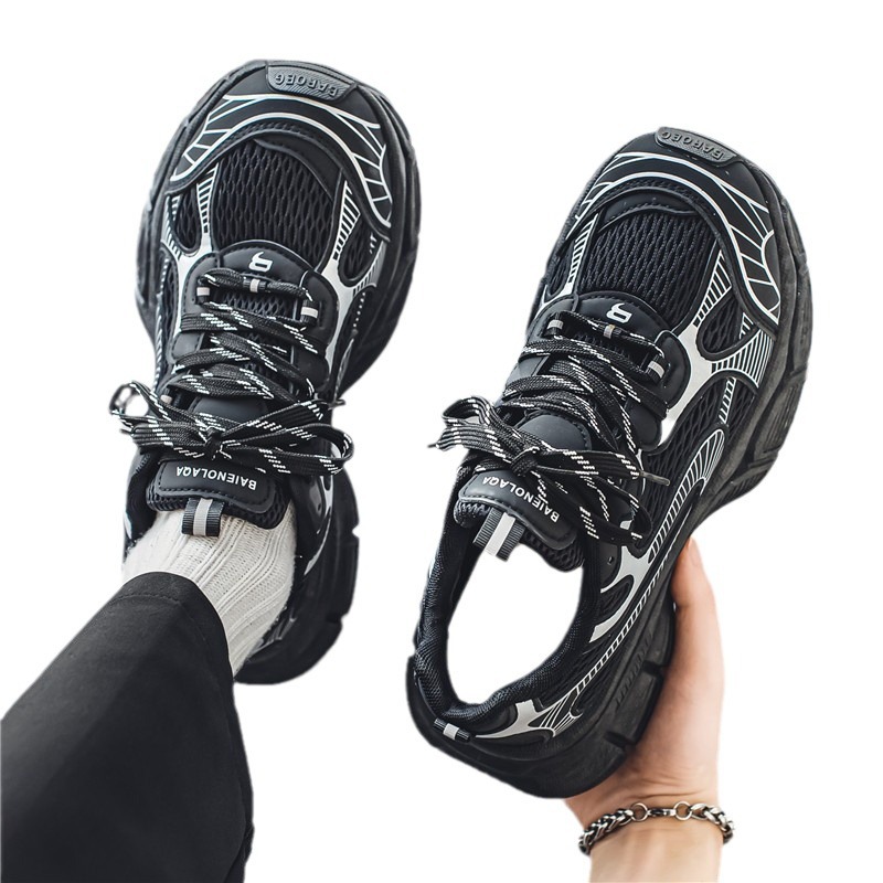 Herren 2024 Sommer Neue Mesh Atmungsaktiv Dicke Sohle Erhöhen Casual Frühling und Herbst Vielseitig Papa Student Sport Trendy_voghion.com