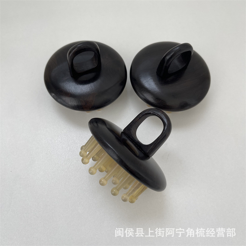 Ebony Wood Meridian Massage Comb 28 Teeth Ring Finger Scalp Comb for Head Therapy Salons Portable overview