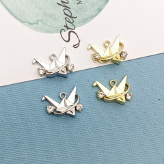 千羽鶴ペンダントネックレスイヤリングキーホルダーアクセサリーdiy手作り合金アクセサリー保色KC金