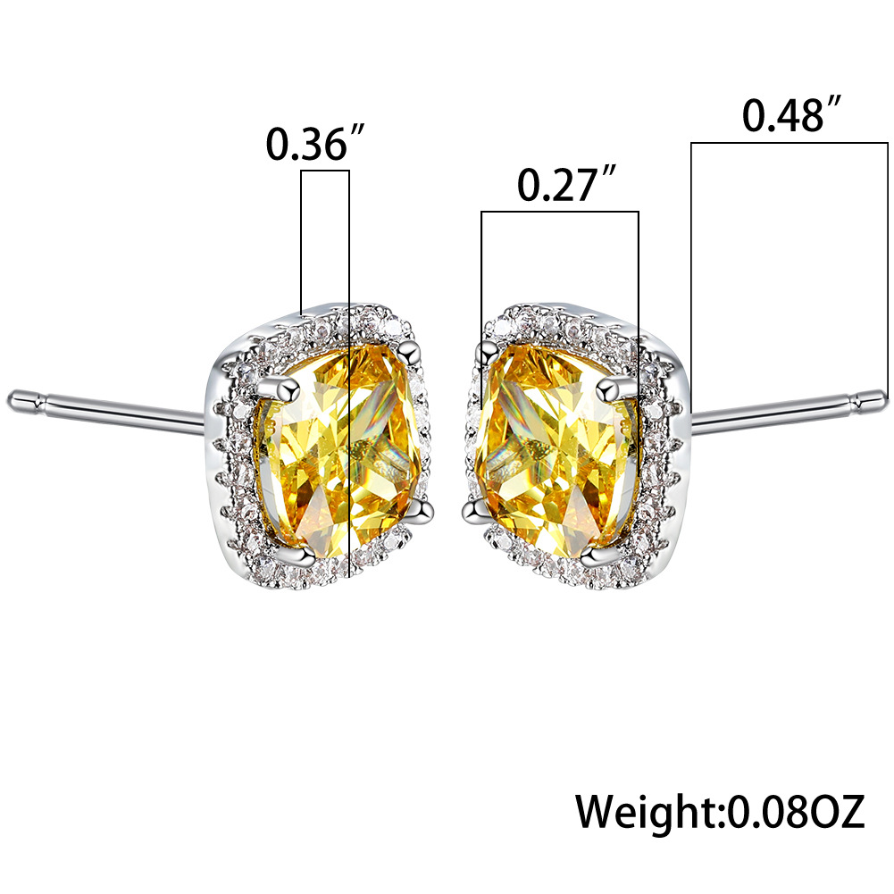 Fashion Geometric Copper Inlay Zircon Ear Studs 1 Pair