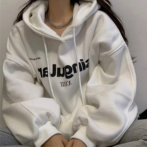 Women's Ins Print Letter Hooded Padded Sweatshirt College Style Oversized Outerwear - Autumn/Winter New Arrival