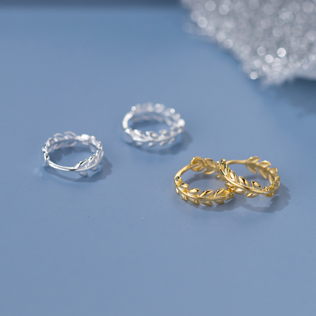 Eloch S925 ramas de oliva de plata pequeñas ramas frescas brote de orejas para mujeres sen simple y pequeño temperamento pendientes G7532