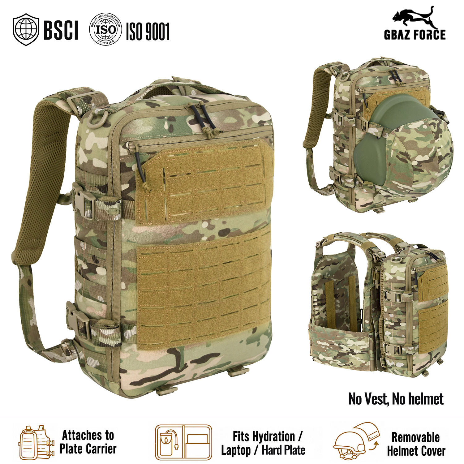 Cross-border in-stock 12L tactical backpack, 500D nylon outdoor backpack, tactical backpack that connects to a tactical vest