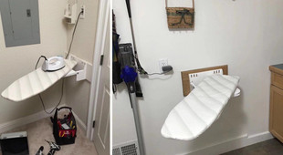 ✅ Wall-Mounted Household Folding Wardrobe Cabinet with Hidden Ironing Board and Electric Iron Rack for Sliding Ironing
