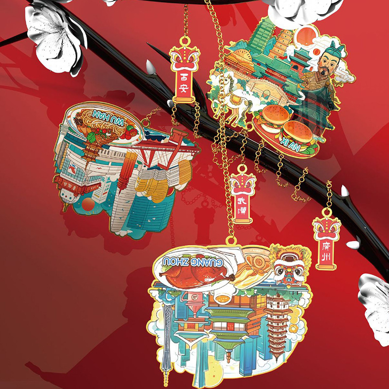 Marcos de la ciudad marcadores de metal estilo chino clásico alto sentido exquisito regalo de recompensa para estudiantes arquitectura de turismo de creación cultural