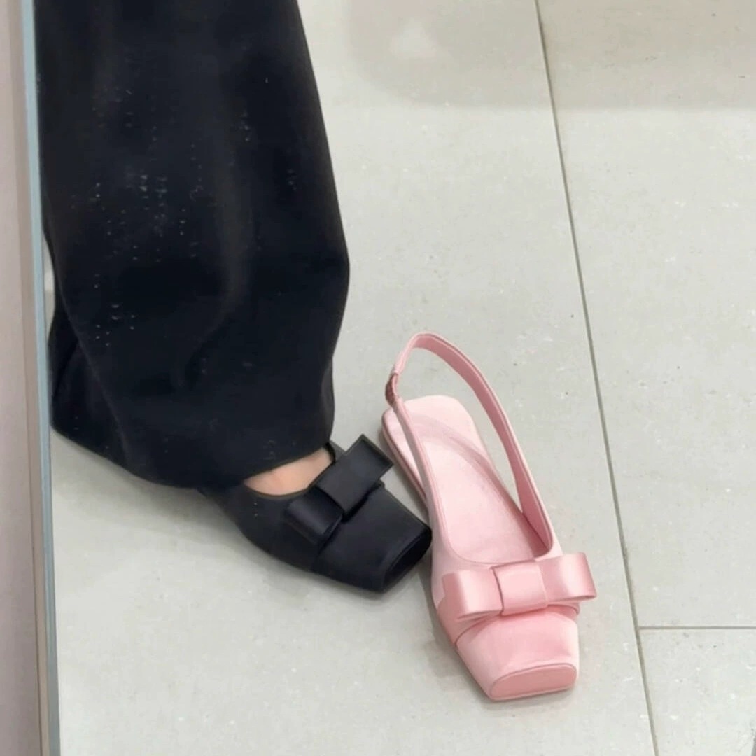 Версия из овчины ~ сандалии из натуральной кожи с французским бантом для женщин, летняя верхняя одежда, римские сандалии на плоской подошве с одним ремешком, сандалии на плоской подошве