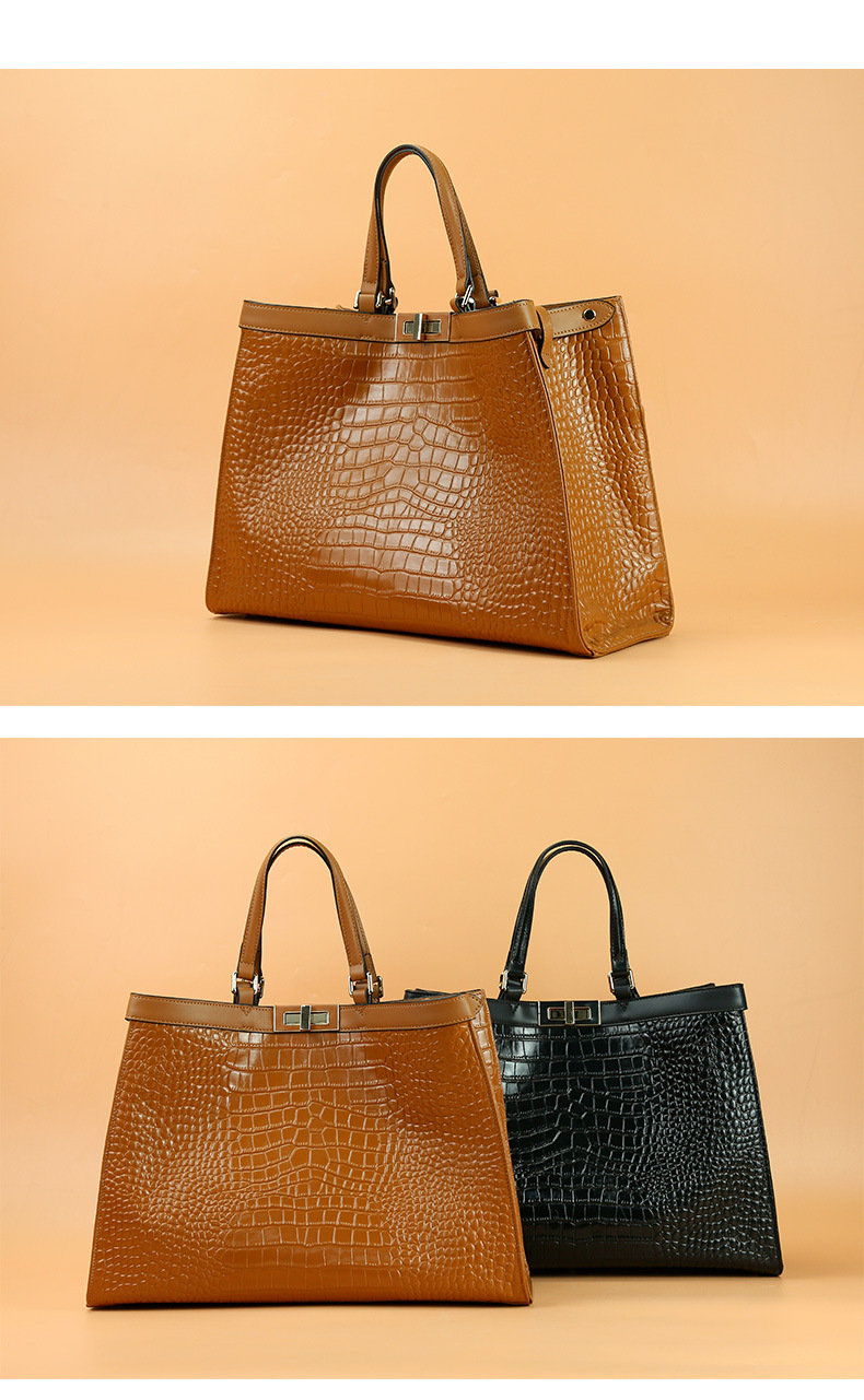 头层牛皮欧美手提大包大容量通勤时尚托特包单肩斜挎