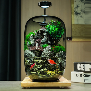 New Trendy Flowing Water Fish Tank Landscaping Bonsai Green Plant Potted Moss Desktop Gift Micro Landscape Ecological Bottle