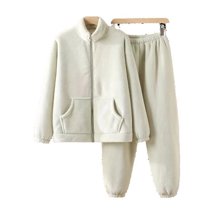 잠옷 겨울 여자 섬 벨벳 고급 벨벳 따뜻한 홈 운동복 세트 가을과 겨울 외부 착용 홈 옷