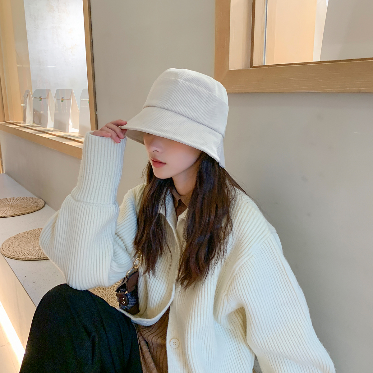 Pure Color Hat Korean Fashion Trend Split Corduroy Fisherman Hat display picture 2