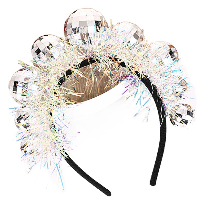 Bola de plata para niños lluvia banda para el cabello festival de navidad transfronterizo centro de atención bola diadema fiesta atmósfera accesorios vestir tocado