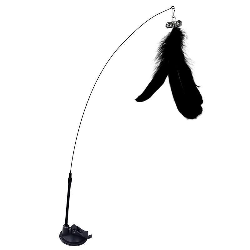 Cat teasing cat stick feathers with bell new suction cup into a kittens steel filament lazy self -hi cat toy teasing cat stick 6