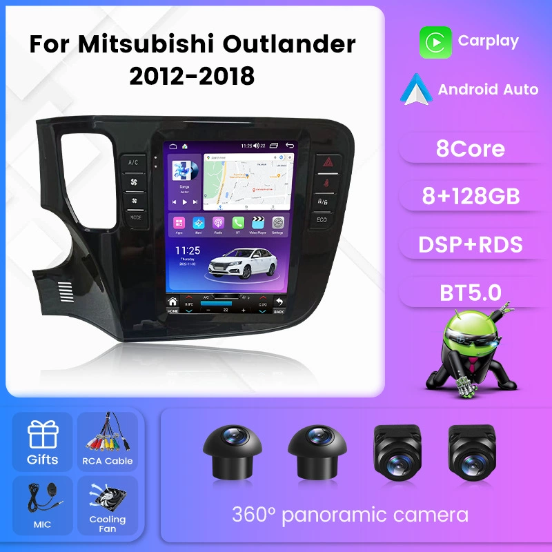 Подходит для Mitsubishi Outlander 2012-18, автомобильная мультимедийная система с камерой заднего вида, Android, Bluetooth, GPS-навигация.