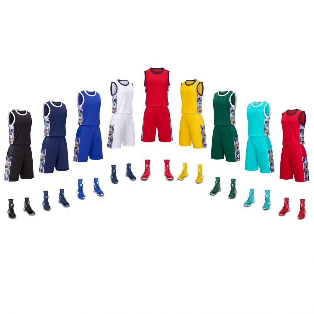 American print number national tide children adult sweat-absorbent breathable basketball suit suit sports training competition vest wholesale