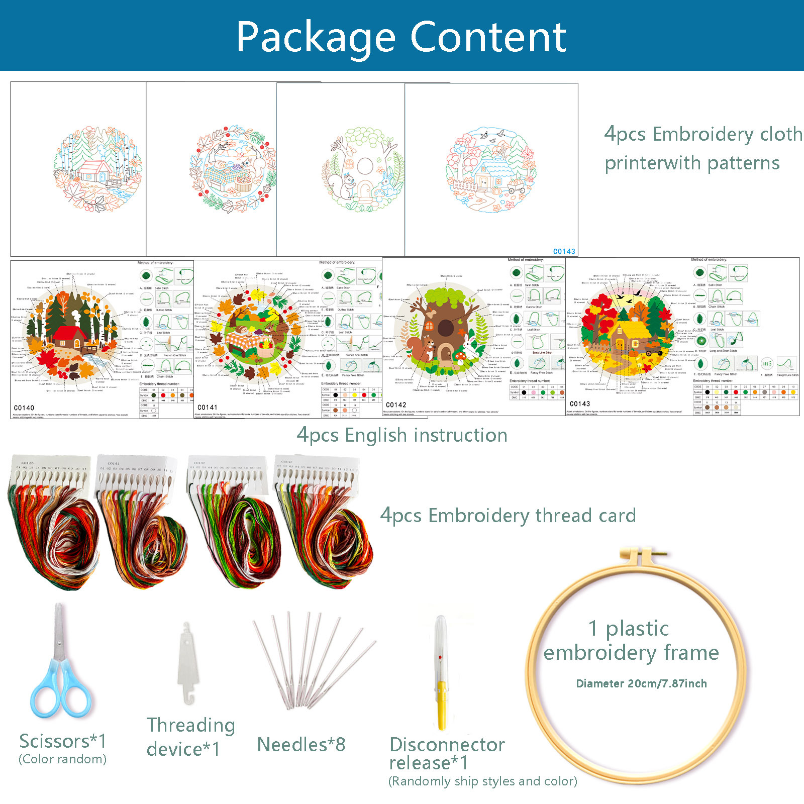 2025 nuevo paquete de material bordado diy serie de otoño principiantes paquete de bordado transfronterizo nivel de entrada de Amazon