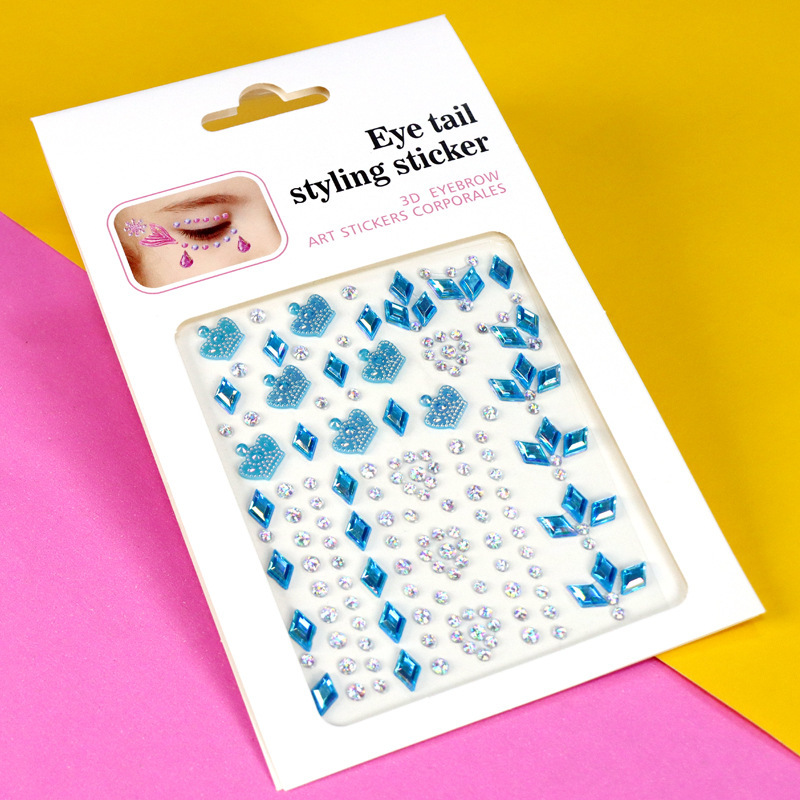 Pegatinas de Pedrería para Maquillaje Facial y Ojos de Resina Autoadhesivo Brillante para Maquillaje Facial y Ojos