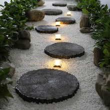 汀步石户外花园地砖庭院铺路石阳台造景布置不规则仿木草坪踏步石