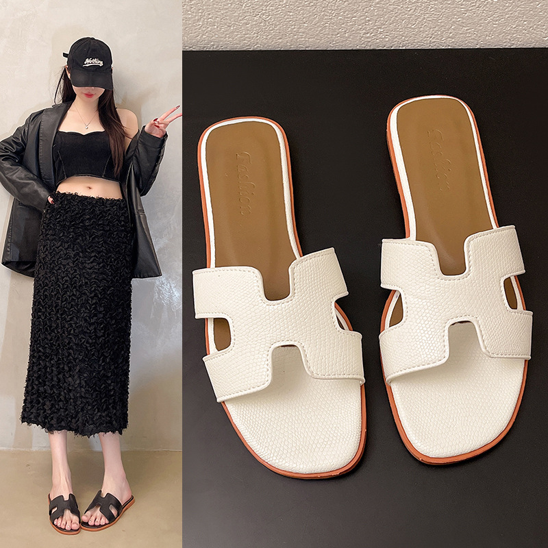 仙女风拖鞋女夏外穿2026夏季大码韩版一字拖平底百搭沙滩鞋凉拖女
