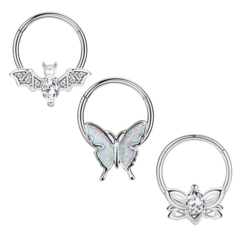 Star Flower Nose Clip Set 3 Pieces Stainless Steel Plated Nose Ring Nose Stud Piercing Jewelry detail image 7