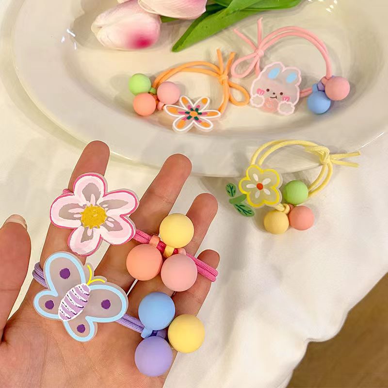 New Children's Hairband for Little Girls, Rubber Band for Balls, Ponytail Hair Accessories, Flowers, Simple and Versatile