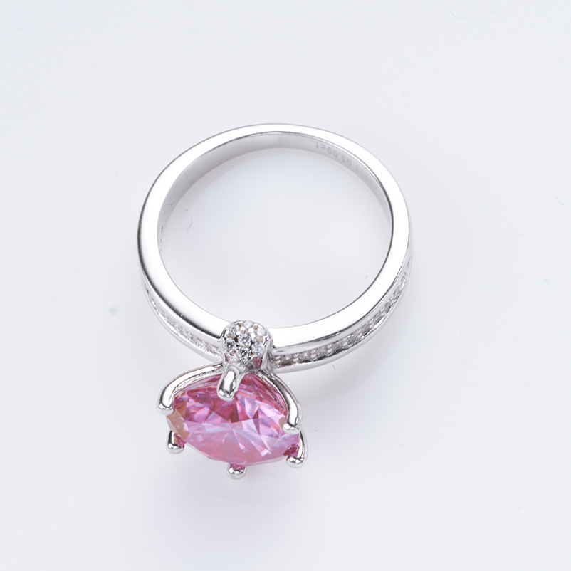 925 anillo de plata esterlina mujer 3 quilates rosa de piedra de moissanita ligera anillo de lujo chapado pt950 anillo al por mayor en stock