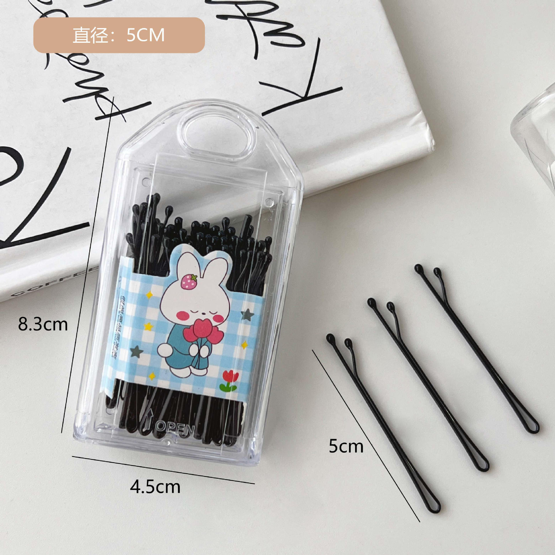 Venta caliente 100 bolsas clip de pintura en aerosol negro clip de acero horquilla rota flequillo clip hombres y mujeres mismo estilo clip de pelo