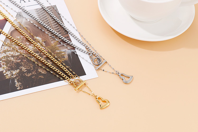 27g Weight PVD Coated Gold Plating Process 18K Gold Plated Plating Material 304 Stainless Steel Pendant Material Necklace Classification 304 Stainless Steel Chain Material Wedding, Travel Occasion 304 Stainless Steel Material Heart Pattern Women'S Gender Fashion Style Waterproof Non Tarnish Craft Gold, Silver Color PVD Coated 18K Gold Plated Heart Titanium Steel Fashion Waterproof Non Tarnish Necklace 5