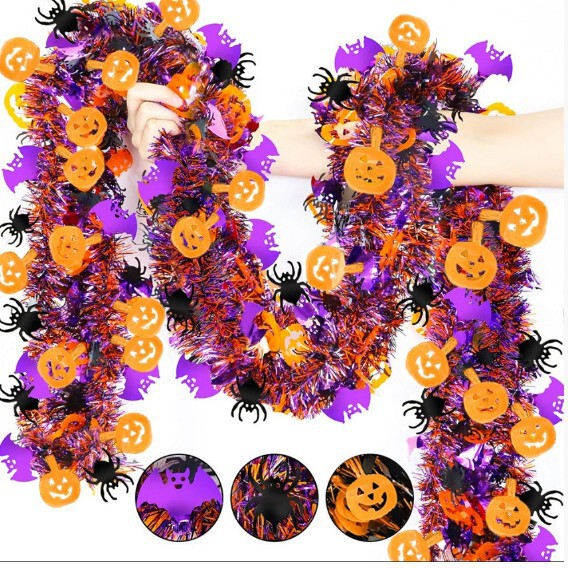 クロスボーダーハロウィンデコレーションスパイダーフェルトゴーストフェスティバルカボチャペンダントカラーストリップお化け屋敷レイアウトコウモリラテアートリボン|undefined