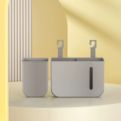 Can Hanging Foldableing Storage Bucket – Car storage bag/box - elegant-grey-dual-use