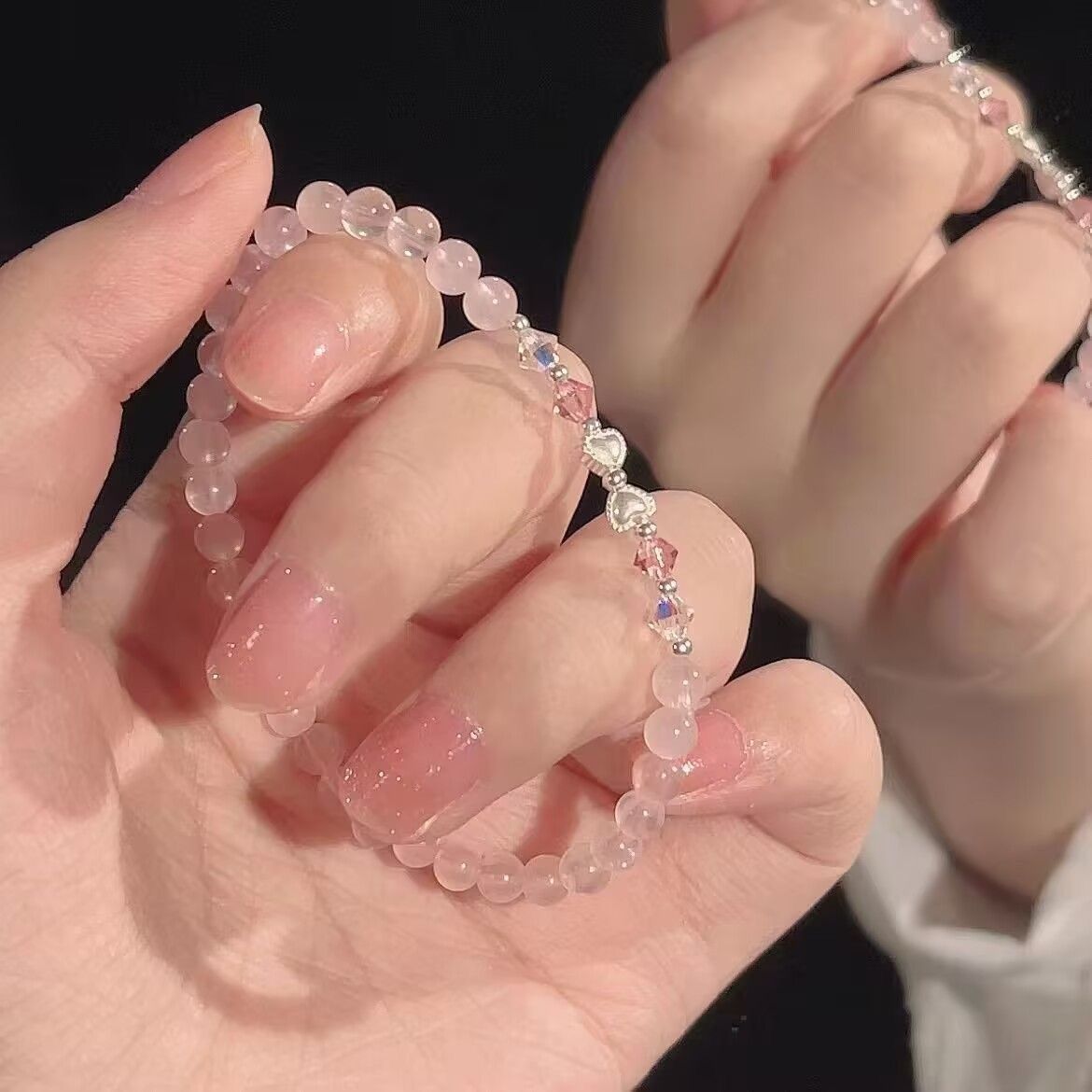 Bracciale a perle con fiocco peach soda stile ins per donna_voghion.com