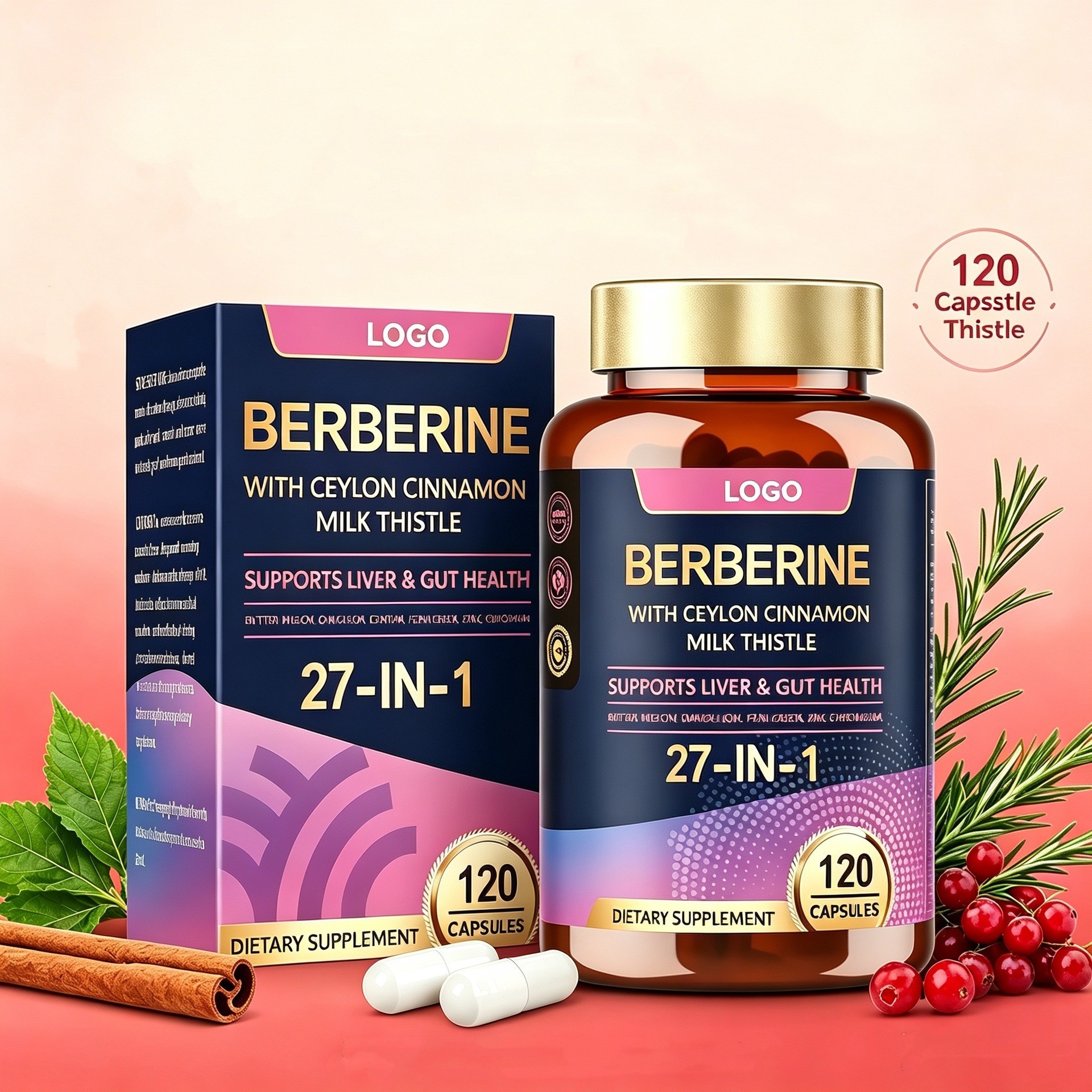 27-in-1 berberine complex capsules, 120 count (original label)