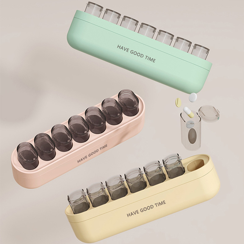 Pill Box7 Days Portable Small Box Mini Morning,Noon And Evening Packaging Large Capacity Medicine Cutter Storage Box