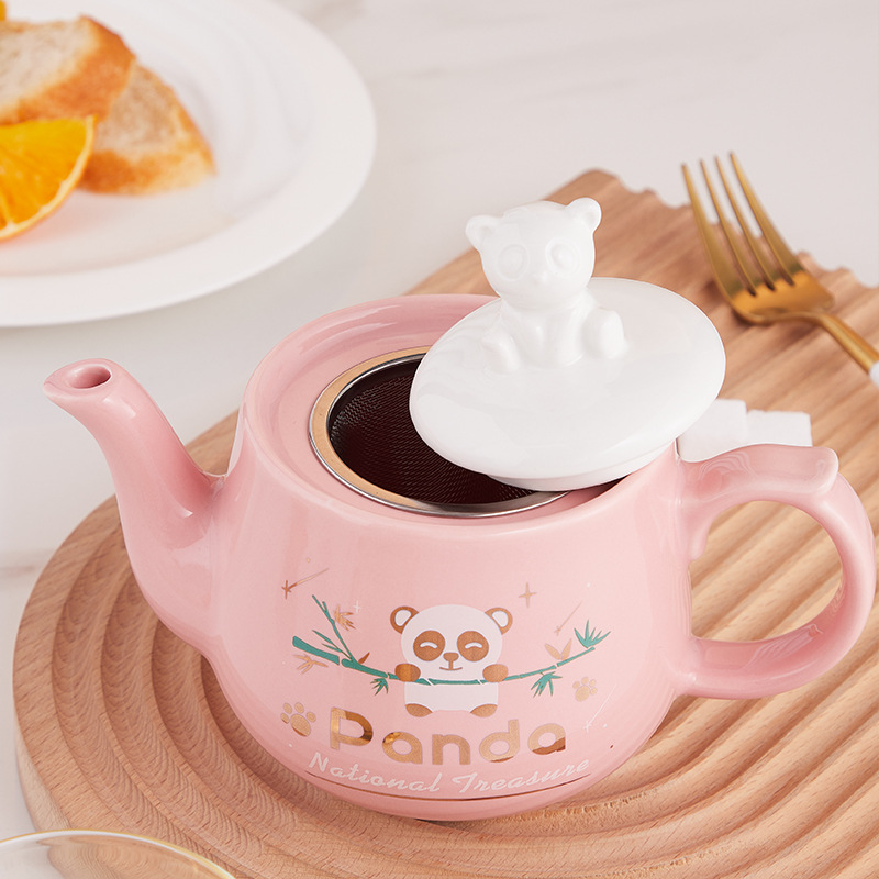 Cerámica Panda juego de té traje INS japonés Amazon Comercio exterior oferta especial puede añadir logo una olla una taza regalo