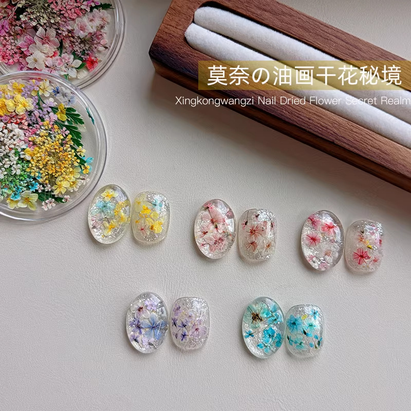 Nail Art Spring New Style Monet Oil Painting Dried Flower Secret Garden Small Floral Colorful Mixed Dried Flowers Mini Nail Decorations Nail Art Spring New Style Monet Oil Painting Dried Flower Secret Garden Small Floral Colorful Mixed Dried Flowers Mini Nail Decorations