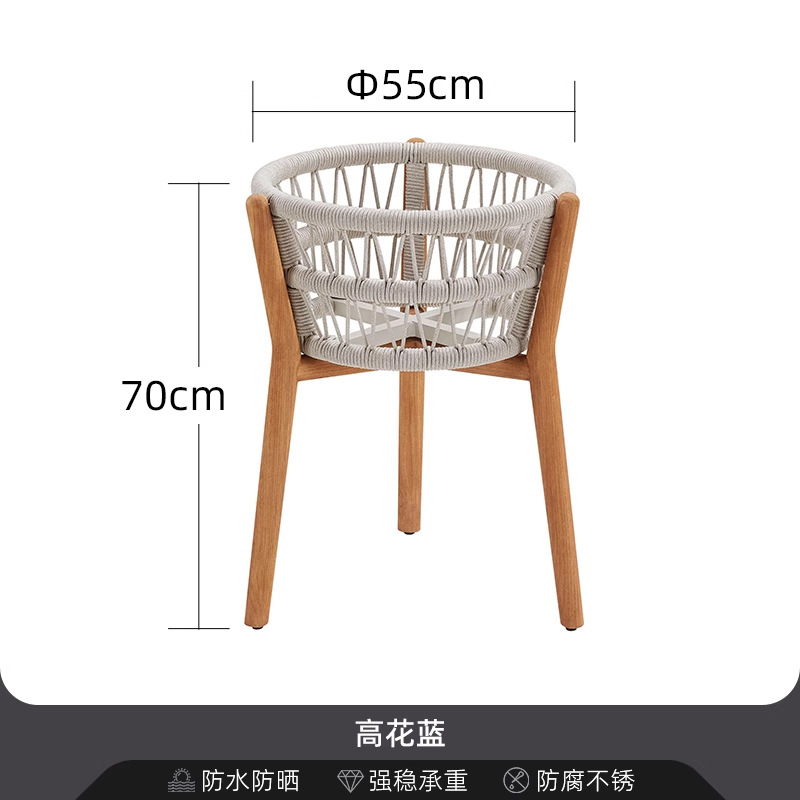 Sofá de patio impermeable al aire libre teca caña sofá jardín al aire libre residencial ocio simple combinación de madera sólida