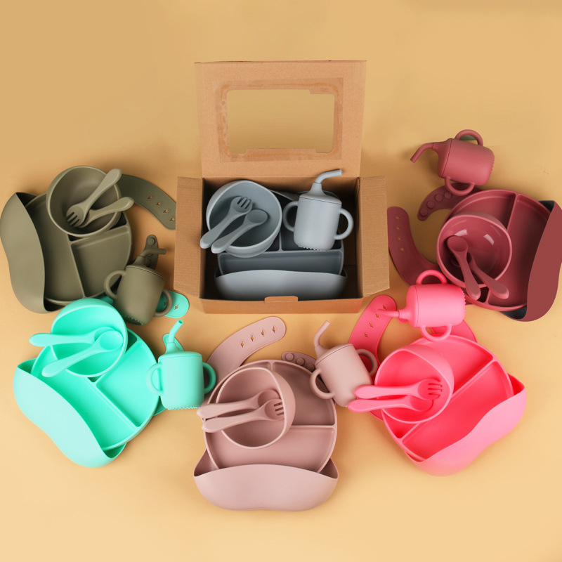 Cross-Border Silicone Baby Food Supplement Tableware Set, Baby Non-Slip Dinner Plate, Food-Grade Silicone Tableware, Maternal and Infant Supplies Cross-Border Silicone Baby Food Supplement Tableware Set, Baby Non-Slip Dinner Plate, Food-Grade Silicone Tableware, Maternal and Infant Supplies